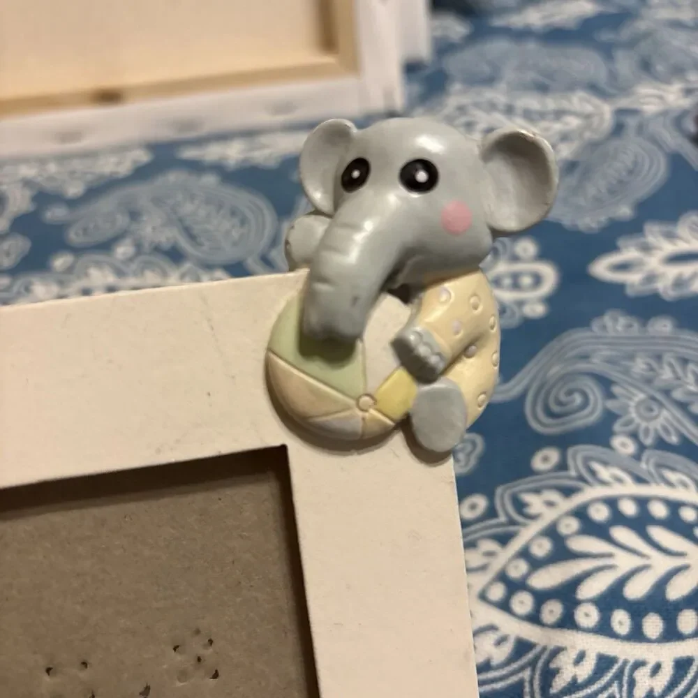 Baby Picture Frame 3D Elephant White Fits 2x3 Photo Baby Shower Infant Gift